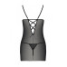 Сорочка з вирізами на грудях, стрінги Passion LOVELIA CHEMISE XXL/XXXL, black