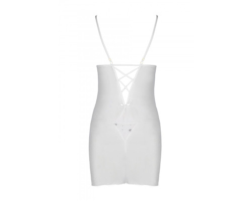 Сорочка з вирізами на грудях, стрінги Passion LOVELIA CHEMISE XXL/XXXL, white