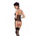 Корсет з підв'язками, стрінги Passion LOVELIA CORSET L/XL, black