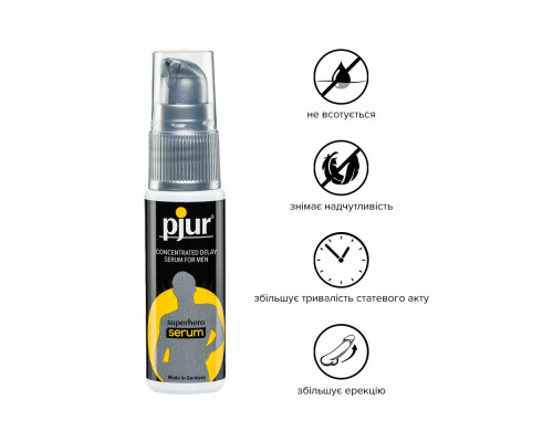 Сироватка-пролонгатор pjur Superhero Delay Serum 20 мл, створює ефект плівки, без оніміння