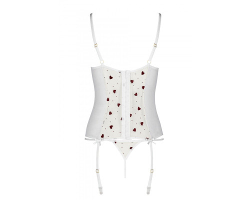 Корсет з підв'язками, стрінги Passion LOVELIA CORSET XXL/XXXL, white