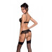 Сексуальний комплект з поясом для панчіх Passion LOVELIA SET XXL/XXXL, black