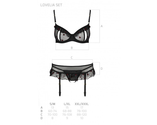 Сексуальний комплект з поясом для панчіх Passion LOVELIA SET XXL/XXXL, black