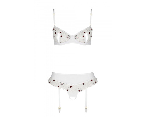 Сексуальний комплект з поясом для панчіх Passion LOVELIA SET XXL/XXXL, white