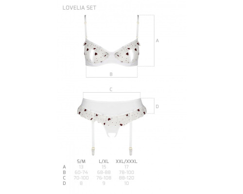 Сексуальний комплект з поясом для панчіх Passion LOVELIA SET XXL/XXXL, white