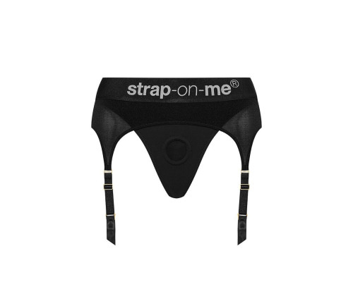 Труси для страпона з підв’язками для панчіх Strap-On-Me REBEL HARNESS - S