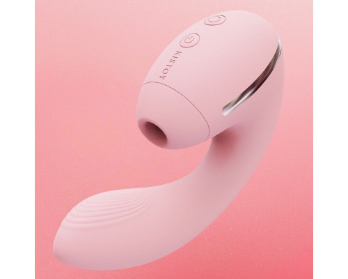 Вакуумний вібратор KISSTOY Tina Mini Pink, вагінально-кліторальний