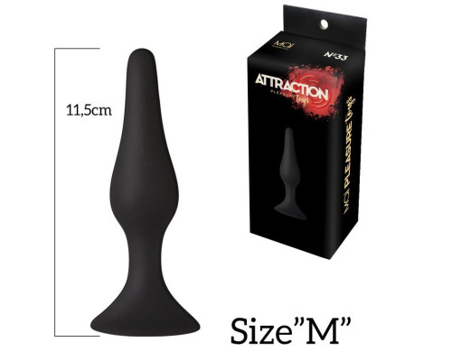 Анальная пробка на присоске MAI Attraction Toys №33 Black, длина 11,5cм, диаметр 3см