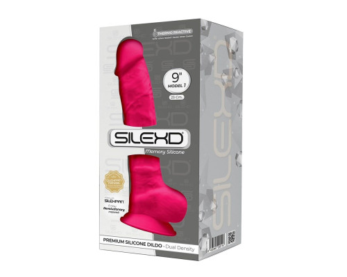 Фалоімітатор SilexD Tomas Pink (MODEL 1 size 9in), двошаровий, силікон + Silexpan, діаметр 4,9см