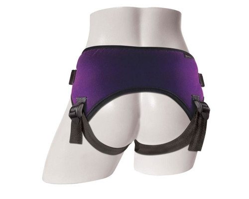 Трусы для страпона Sportsheets - Lush Strap On Purple, широкий бархатистый пояс, очень комфортные