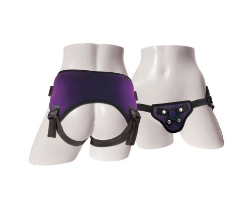 Трусы для страпона Sportsheets - Lush Strap On Purple, широкий бархатистый пояс, очень комфортные