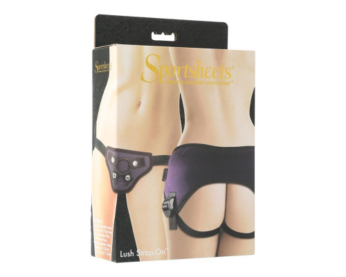 Трусы для страпона Sportsheets - Lush Strap On Purple, широкий бархатистый пояс, очень комфортные