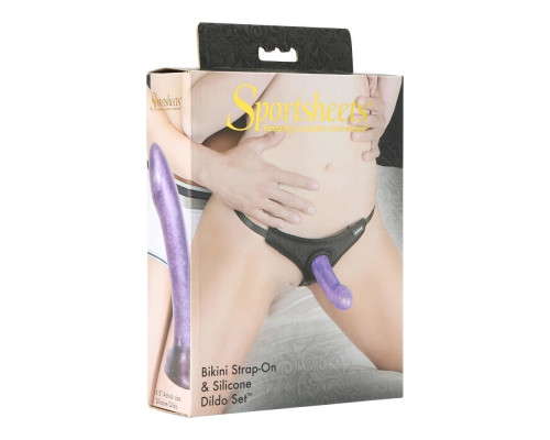 Трусики-стринги со страпоном Sportsheets Bikini Strap-On, диаметр 3,5см