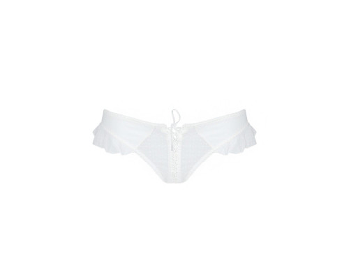 Трусики в горошок, з рюшами та шнурівкою Passion FATIN THONG L/XL, white