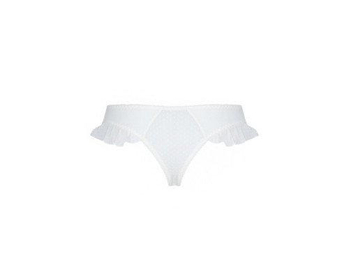 Трусики в горошок, з рюшами та шнурівкою Passion FATIN THONG XXL/XXXL, white