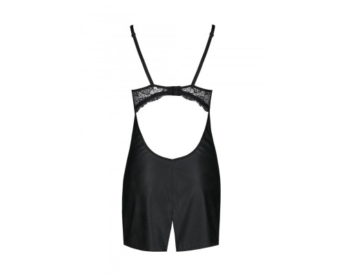 Бебі-дол з еко-шкіри та мережива Passion LOONA CHEMISE L/XL, black