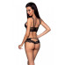 Комплект з еко-шкіри та мережива Passion LOONA SET XXL/XXXL, black, бра і трусики