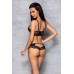 Комплект з еко-шкіри та мережива Passion LOONA SET XXL/XXXL, black, бра і трусики