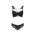 Комплект з еко-шкіри та мережива Passion LOONA SET XXL/XXXL, black, бра і трусики