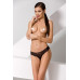 Мереживні трусики-танга з атласним бантиком Passion NAJA THONG S/M, black