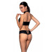 Комплект з еко-шкіри Passion NANCY BIKINI S/M, black, бра та трусики з імітацією шнурівки