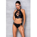 Комплект з еко-шкіри Passion NANCY BIKINI S/M, black, бра та трусики з імітацією шнурівки