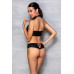 Комплект з еко-шкіри Passion NANCY BIKINI XXL/XXXL, black, бра та трусики з імітацією шнурівки