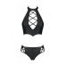 Комплект з еко-шкіри Passion NANCY BIKINI XXL/XXXL, black, бра та трусики з імітацією шнурівки