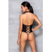 Боді з еко-шкіри з імітацією шнурівки та відкритим доступом Passion NANCY BODY XXL/XXXL, black