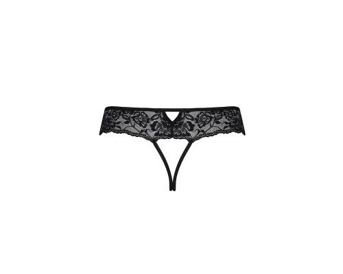 Мереживні стрінги з доступом Passion SENIA THONG S/M, black