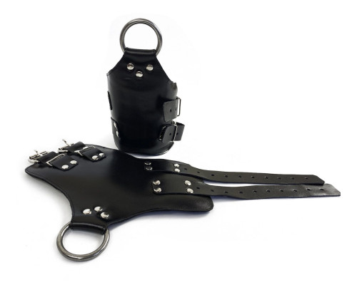 Манжети для підвісу за руки Art of Sex – Kinky Hand Cuffs For Suspension, чорні, натуральна шкіра
