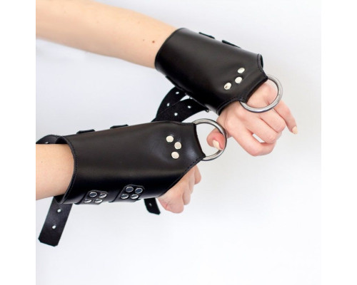 Манжети для підвісу за руки Art of Sex – Kinky Hand Cuffs For Suspension, чорні, натуральна шкіра