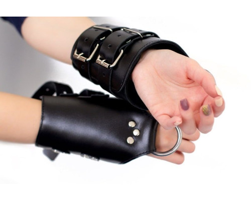 Манжети для підвісу за руки Art of Sex – Kinky Hand Cuffs For Suspension, чорні, натуральна шкіра