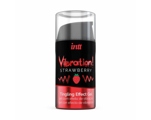 Рідкий вібратор Intt Vibration Strawberry (15 мл) EXTRA GREEN, дуже смачний, діє до 30 хвилин
