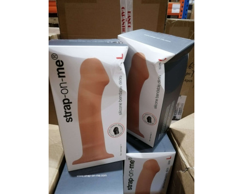 Насадка для страпона Strap-On-Me Dual Density Dildo Flesh L, диаметр 3,7см, двухслойная, гибкая