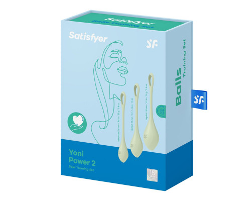Набір йоні-намистин Satisfyer Yoni Power 2 Light Green, діаметр 2-2,5-3 см, маса 22-44-73 г