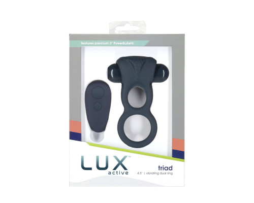 Подвійне ерекційне кільце з вібрацією Lux Active-Triad - Vibrating Dual Cock Ring, пульт ДК