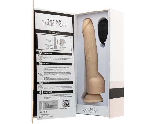 Фалоімітатор з пульсацією Naked ADDICTION Dominic 9″ Vanilla, пульт ДК, діаметр 4,2 см