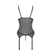Корсет із підв’язками та ажурним ліфом Passion CHRISTA CORSET XXL/XXXL, black, стрінги в комплекті
