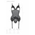 Корсет із підв’язками та ажурним ліфом Passion CHRISTA CORSET XXL/XXXL, black, стрінги в комплекті