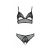 Комплект із бралету з ажурним ліфом та відкритими трусиками Passion CHRISTA SET Open Bra S/M black