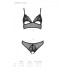 Комплект із бралету з ажурним ліфом та відкритими трусиками Passion CHRISTA SET Open Bra S/M black