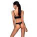 Комплект з екошкіри з люверсами та ремінцями Passion MALWIA BIKINI L/XL, black, бра та трусики