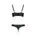 Комплект з екошкіри з люверсами та ремінцями Passion MALWIA BIKINI S/M, black, бра та трусики