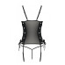 Сітчастий корсет з люверсами та знімними пажами Passion MALWIA CORSET L/XL black, екошкіра, стрінги