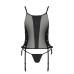 Сітчастий корсет з люверсами та знімними пажами Passion MALWIA CORSET S/M, black, екошкіра, стрінги
