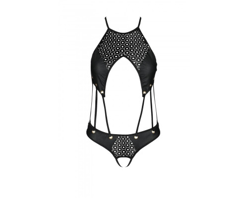 Боді з екошкіри з ремінцями та перфорацією Tamaris Body black S/M — Passion
