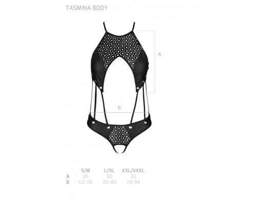 Боді з екошкіри з ремінцями та перфорацією Tamaris Body black S/M — Passion