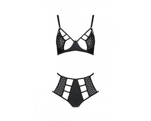 Розпродаж!!! Комплект з екошкіри Passion Tamaris Set black L/XL, бюстгальтер та трусики