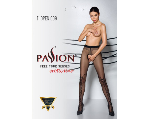 Колготки з відкритим доступом, імітація ботфорт Passion TIOPEN 009 3/4 (20 den), black